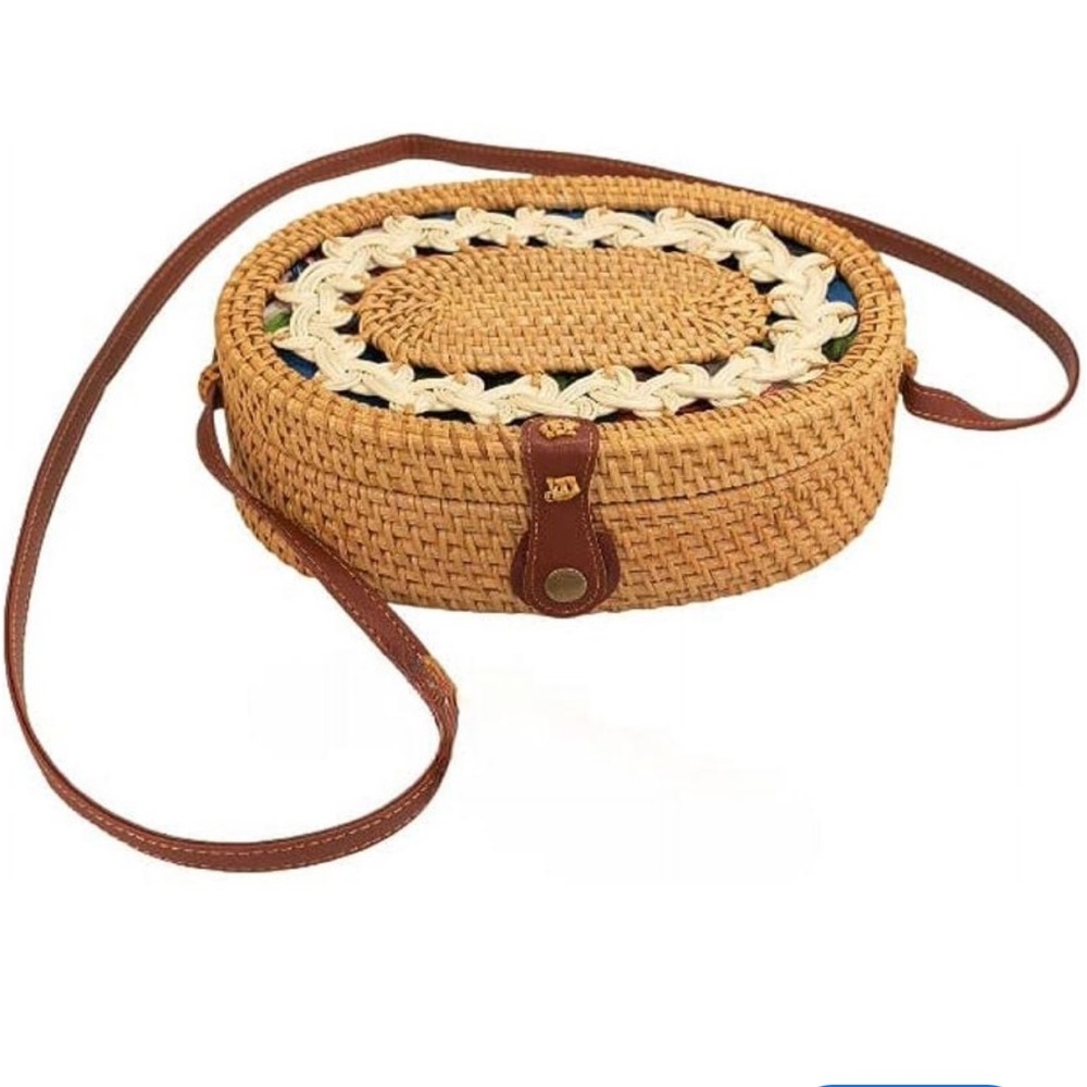 NWT OVAL RATTAN CROSSBODY